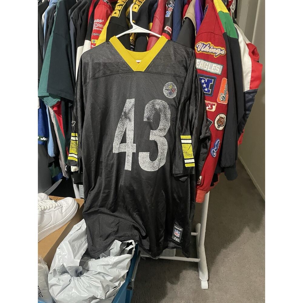 Size 2XL- VTG Troy Polamalu Pittsburgh Steelers NFL Black Jersey